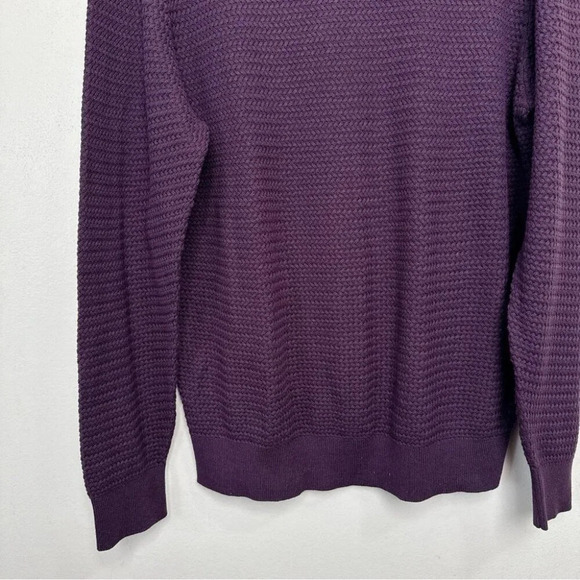 Ben  Sherman Mens Large Crew Neck Textured Cotton Purple Pullover - Picture 7 of 14